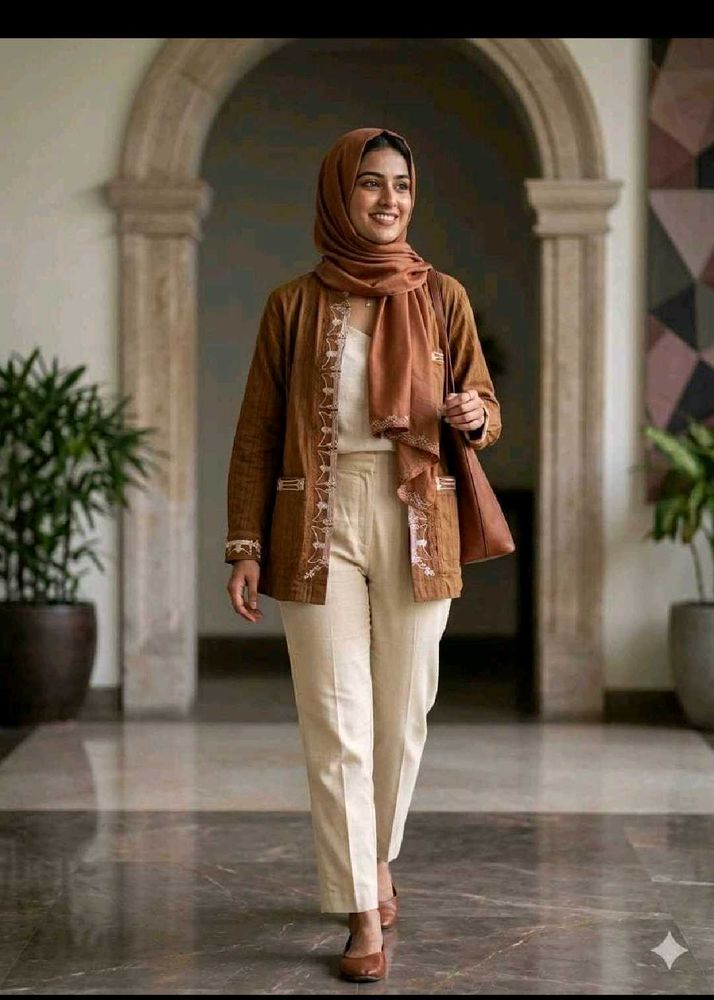 Elegant Brown Embroidered Shirt