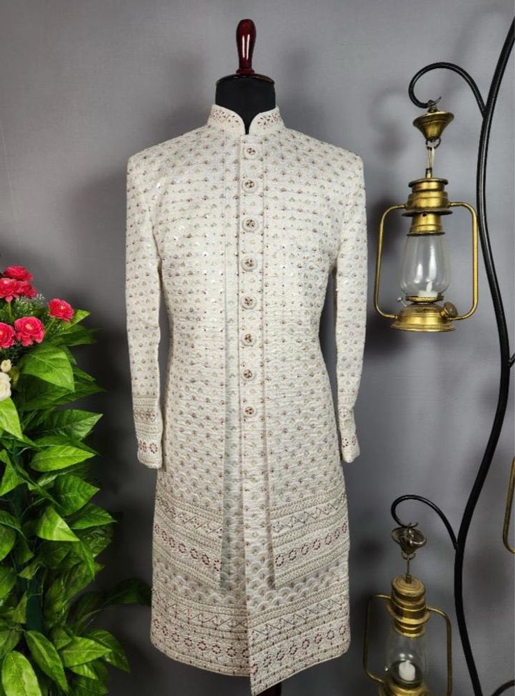 ✨ *Royal White Sherwani* ✨