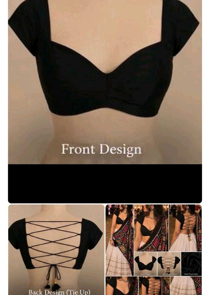 Stylish Black Blouse with Tie-Up Back