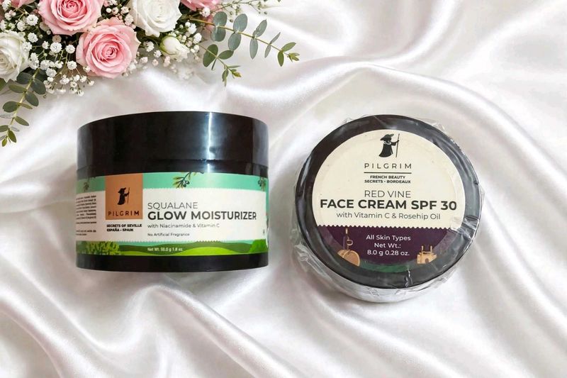 💖 Pilgrim Squalane Glow Moisturizer + Red Vine Fa