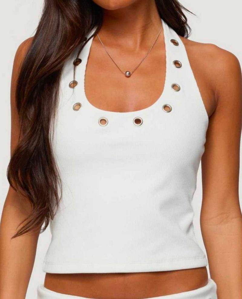LC VINTAGE WHITE GROMET CROP TOP 🤍⚙️
