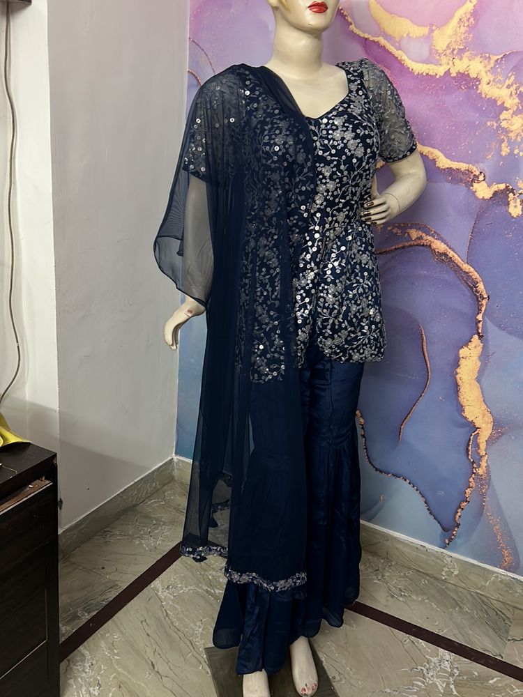 Blue Sharara Suit