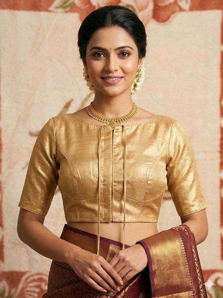 Shimmering Gold Boat Neck Blouse
