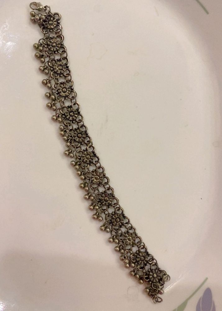 Oxidized Silver Anklet with Bells l last pc