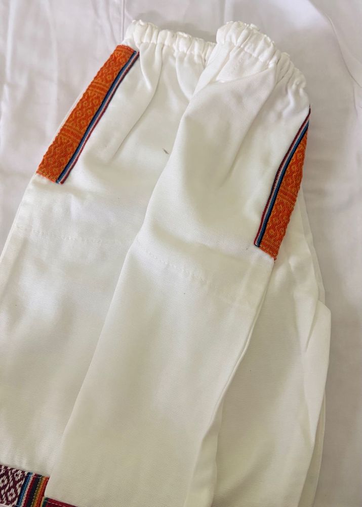 White Kurta with Embroidered Sleeves