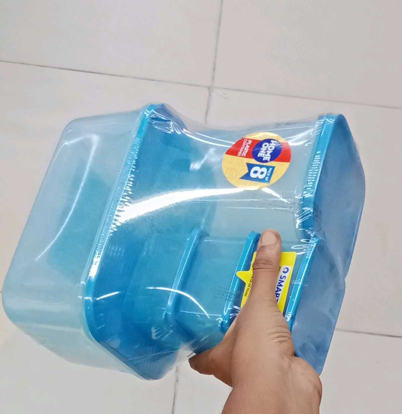 homeone Set of 8 Blue Plastic Containers