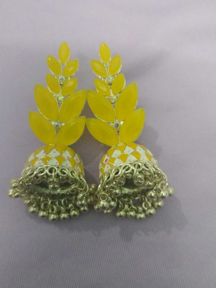 Yellow Leaf Jhumka Earrings🥰
