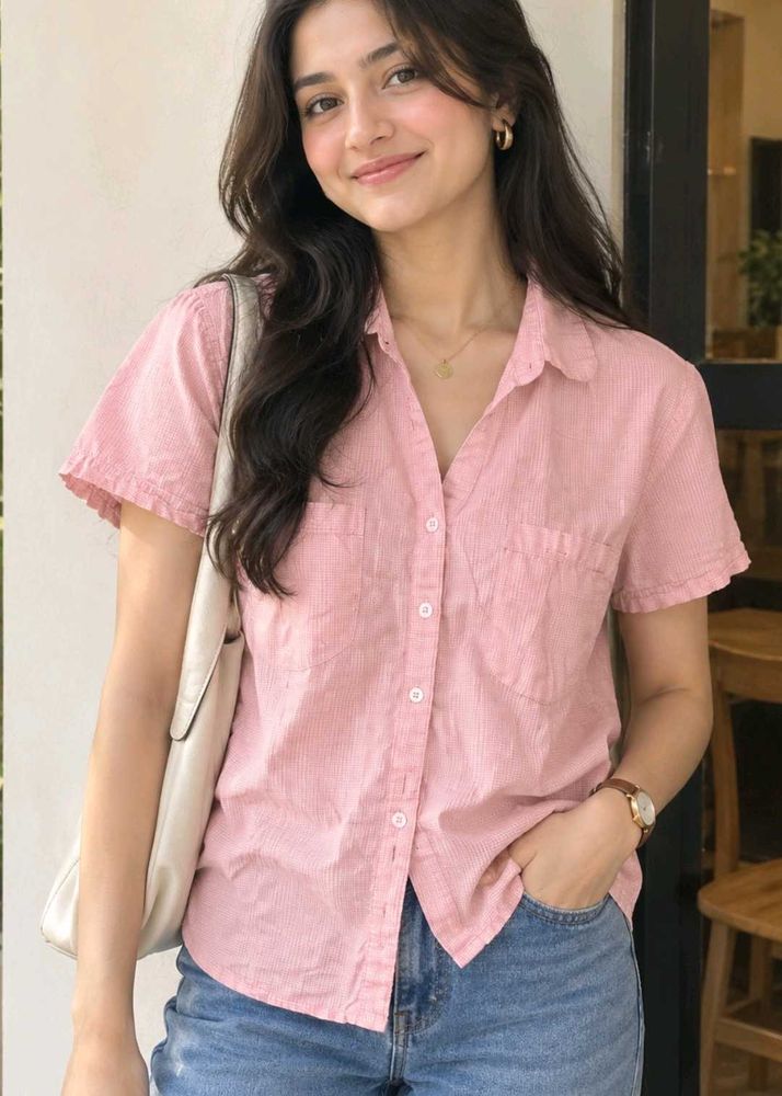 Chic Pink Striped Button-Up Shirt