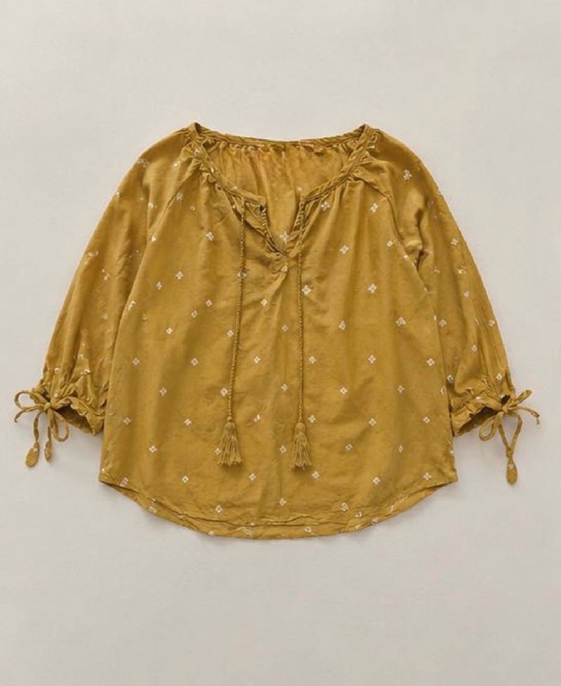 Boho Mustard Tassel Blouse