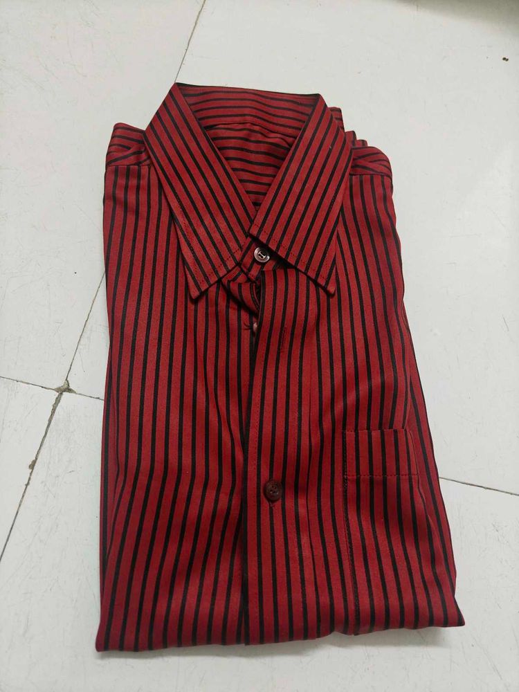 Red &amp; Black Striped Men's Shirt