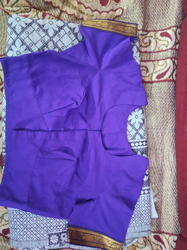 purplish blue blouse