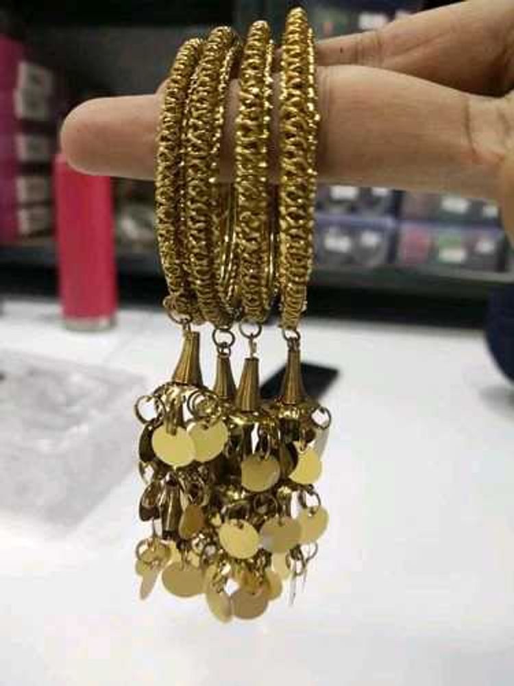 Gold-Tone Dangling Bangle Set
