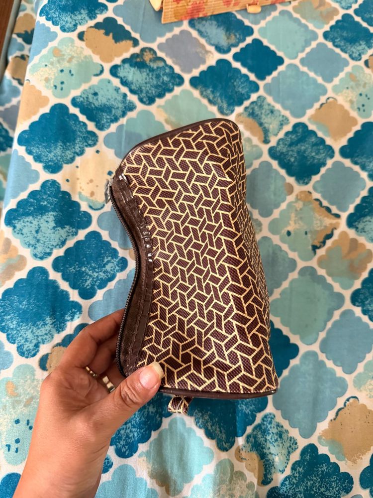 Stylish Brown Geometric Pouch