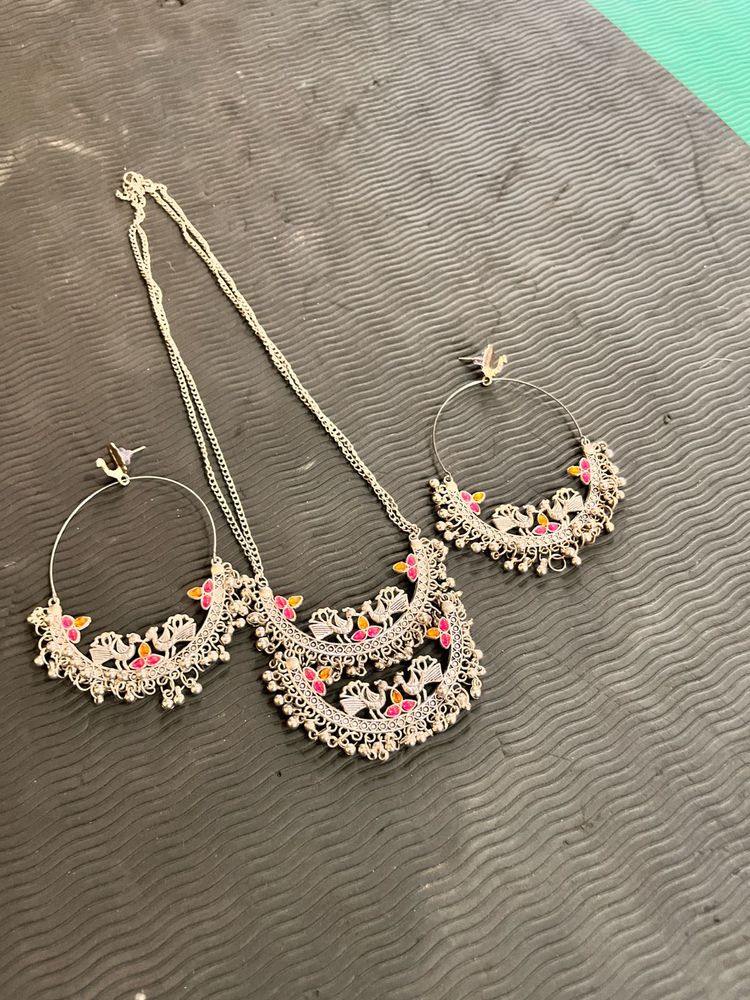 Elegant Peacock Design Necklace &amp; Earrings Set