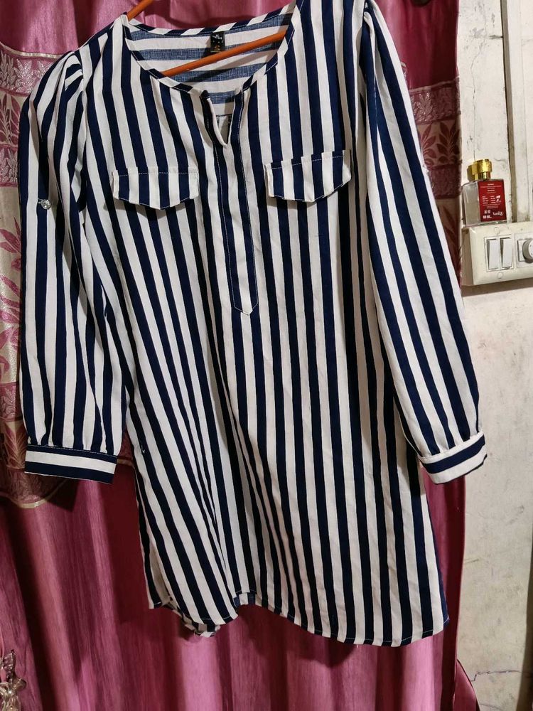 Navy &amp; White Striped Tunic Top