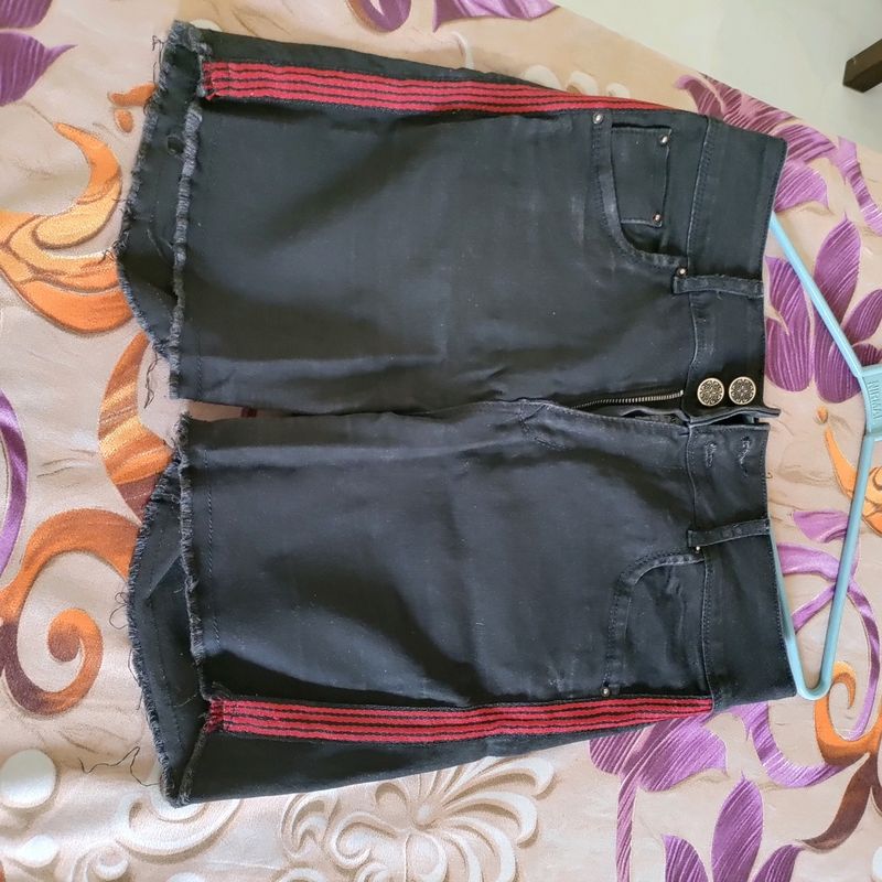High Waist Black Denim Shorts