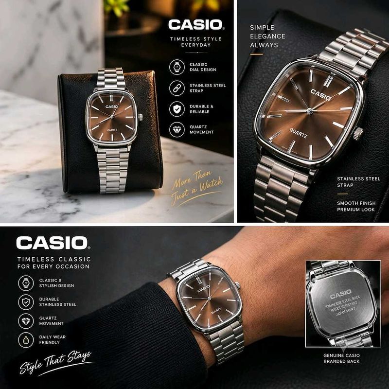 Casio Classic Brown Dial Stainless Steel Watch