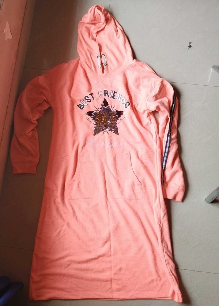 Pink "Best Friends" Sequin Hoodie Dress