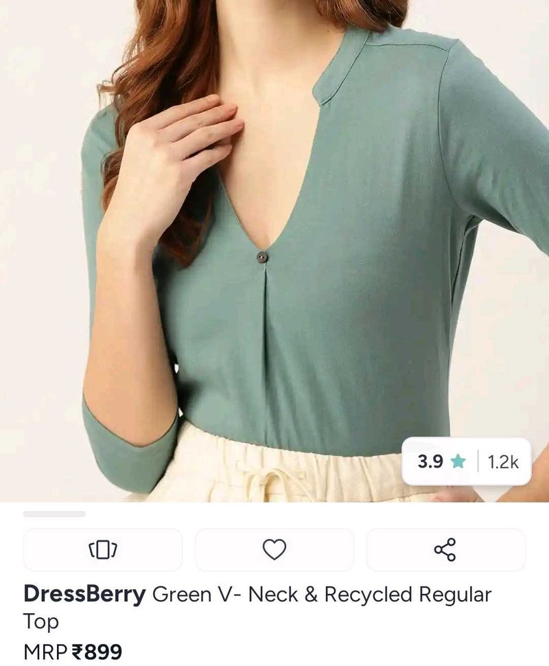 Mint Green V-Neck Top