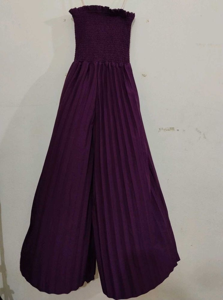 Purple Smocked Jumpsuit