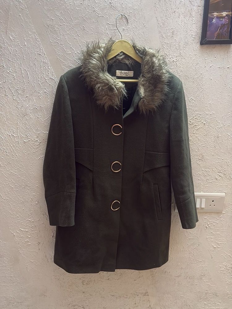 Fur Collar Olive Green 🧥 coat