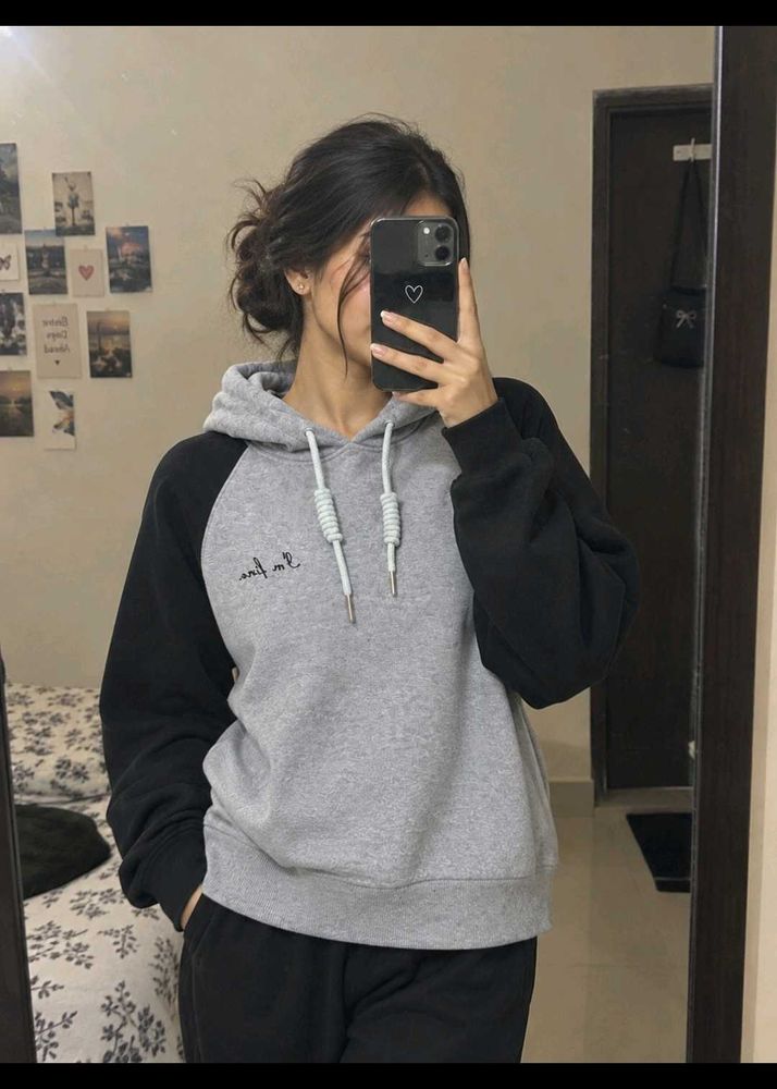 Grey &amp; Black Raglan Hoodie