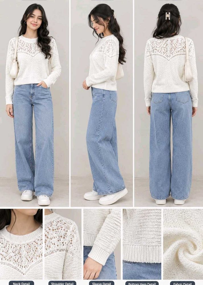 White Knit Long Sleeve Top