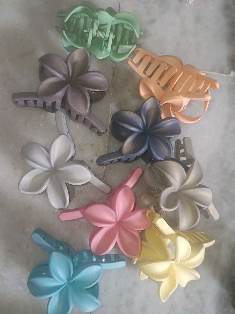 Set of 8 Flower Hair Claw Clips