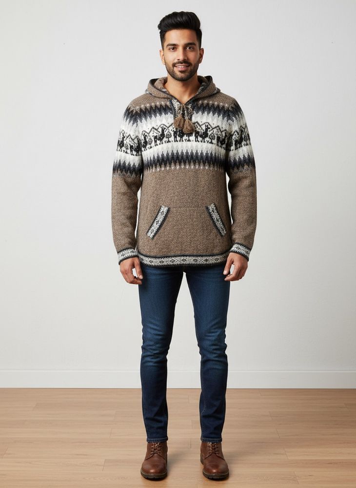 Unisex Wool Blend Hooded Sweater