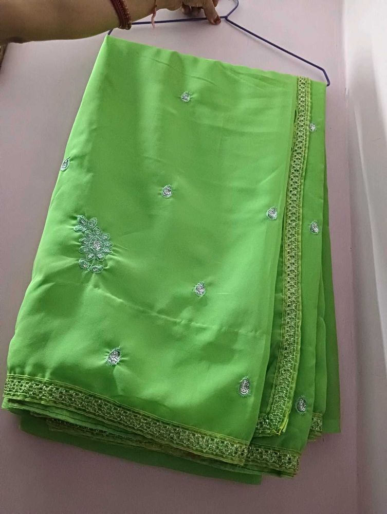 Green Embroidered Saree