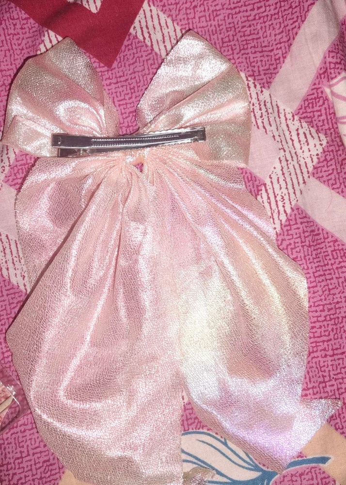 Sparkling Pink Bow Hair Clip