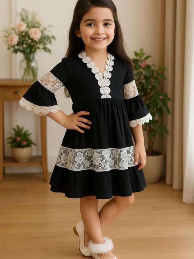 Cute Black &amp; Lace Girls Dress (for 6-7 Year Old)