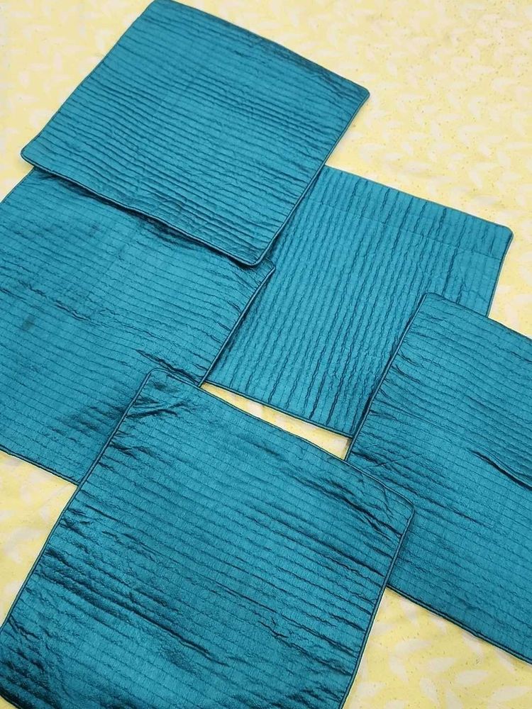 Set of 5 Teal Crushed Silk Pillow Covers