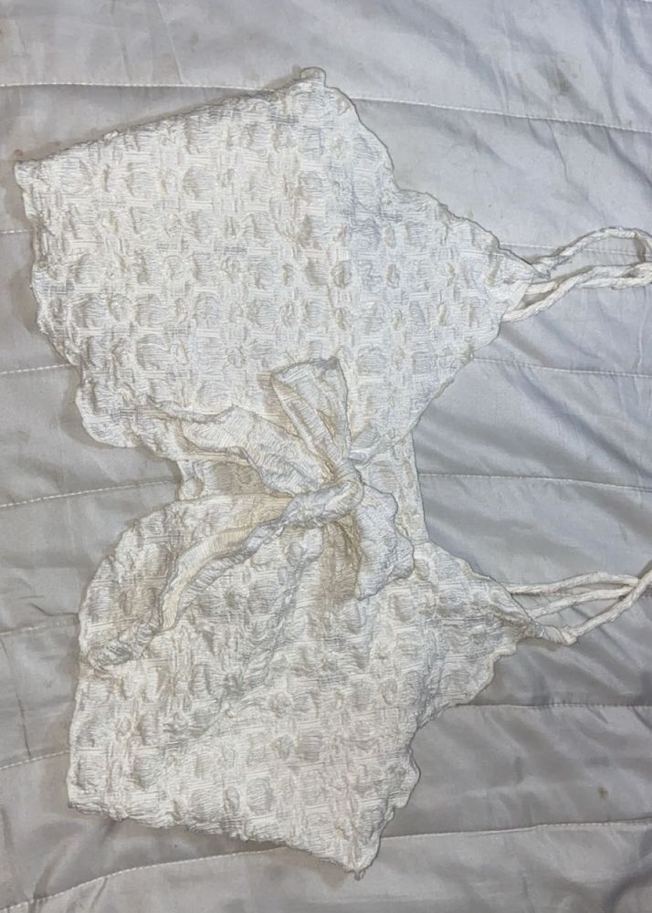 Cute ruffled  White Crop Top