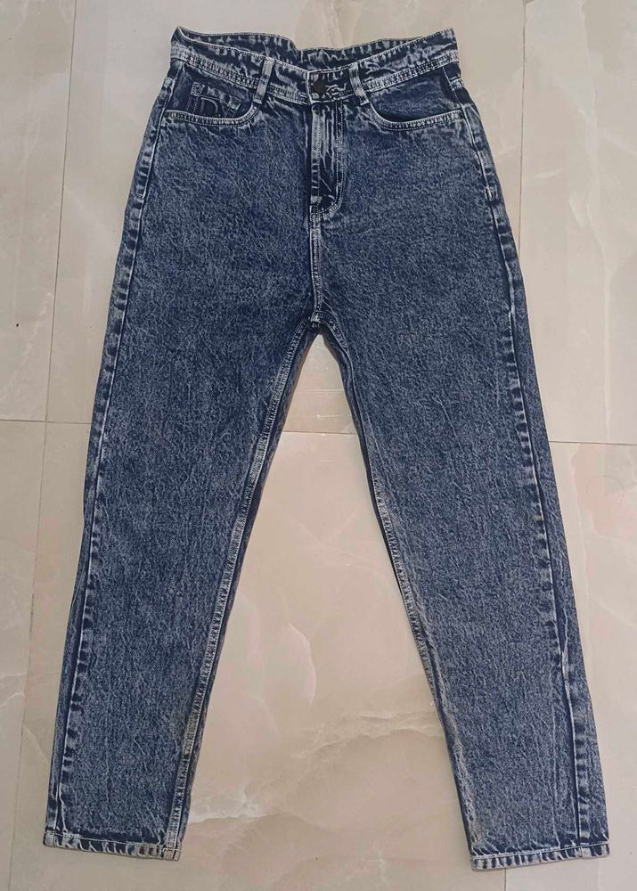 Acid Wash High-Waisted Jeans