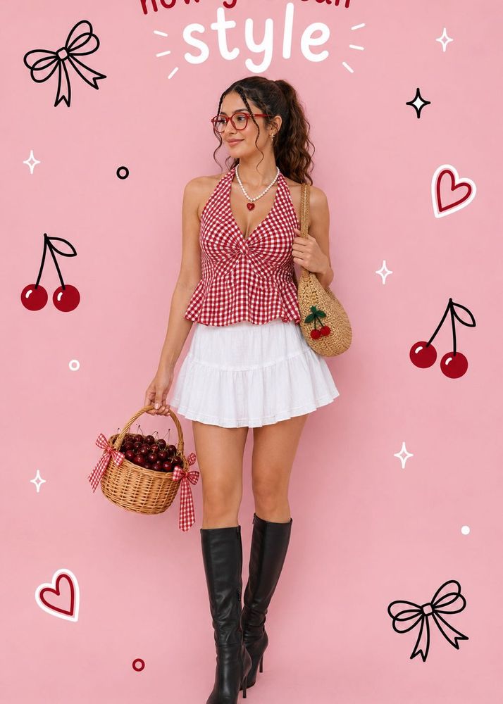Completely New Cherry Picnic Halter Top
