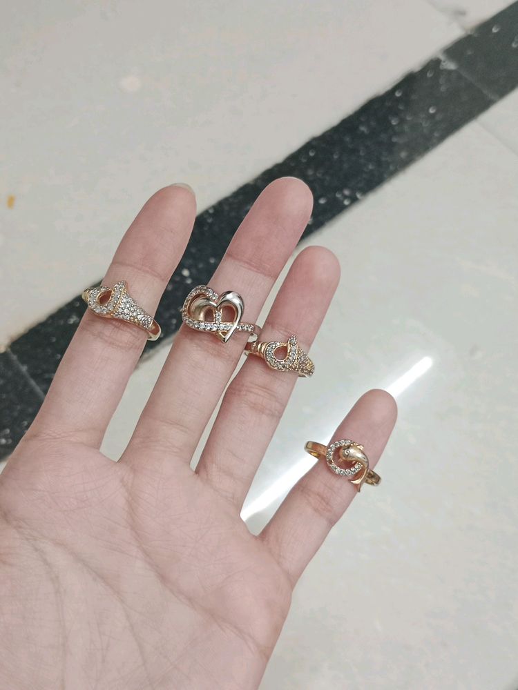 Combo Of 4 American Diamond Finger Rings
