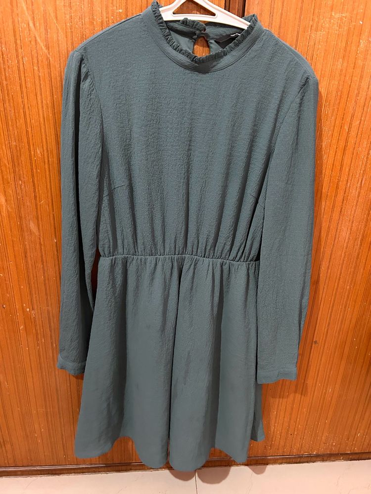 vero moda Elegant Teal Textured Mini Dress
