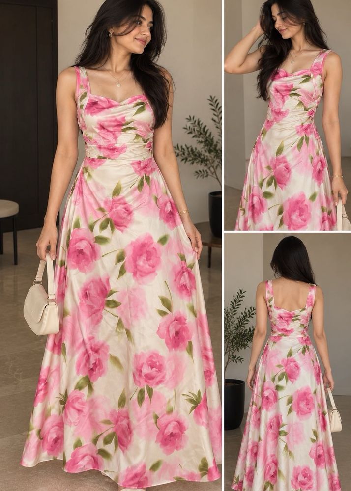 Shein Pink Floral Maxi Dress