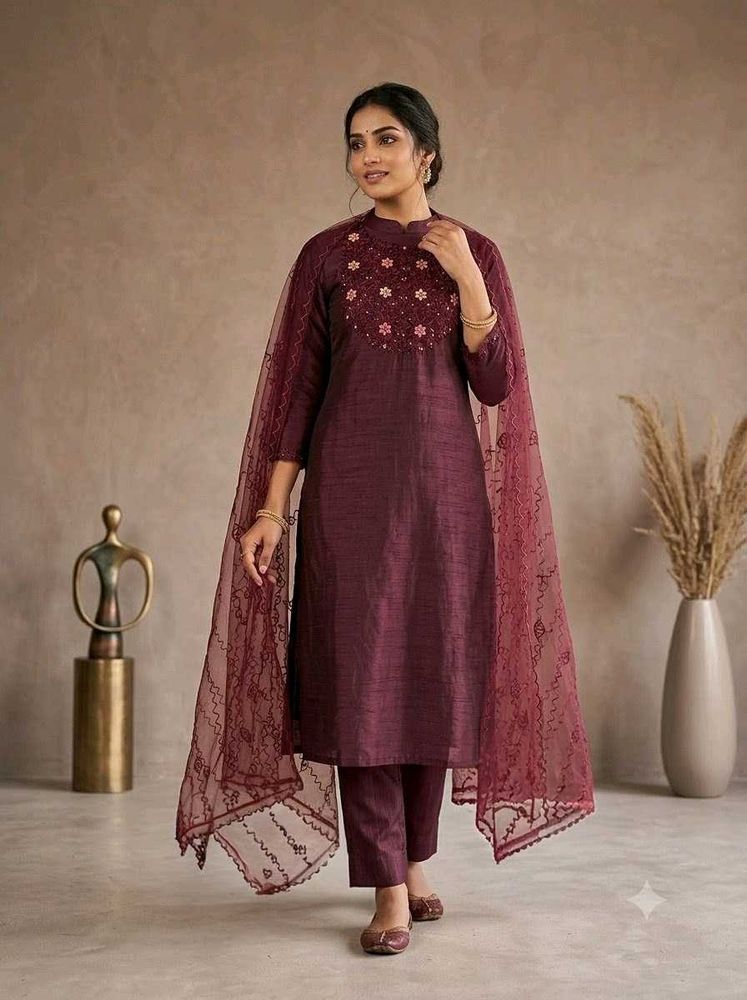 Embroidered Unstitched 3 piece Kurta Set