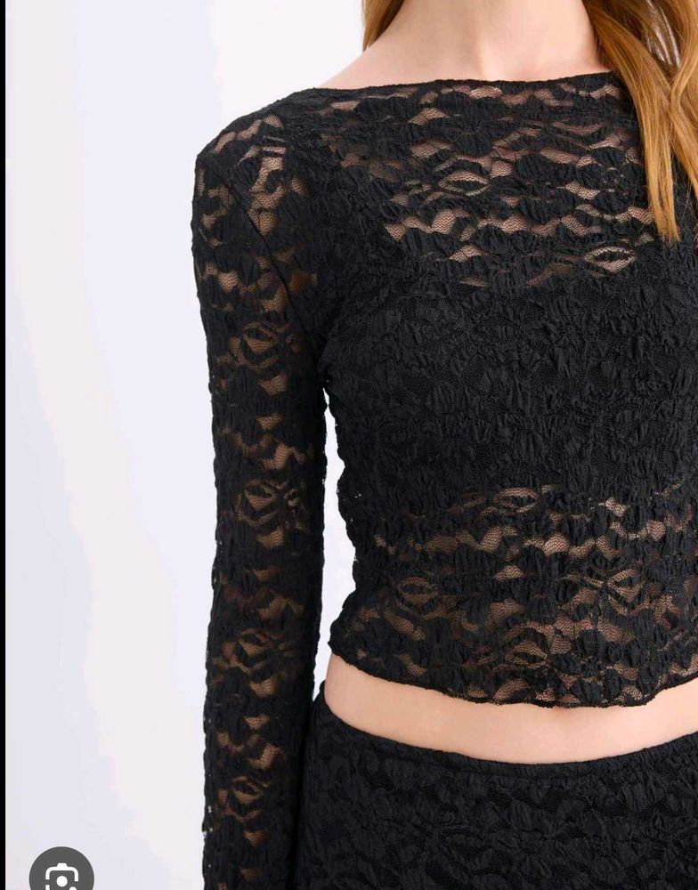 Black Laceh&amp;m Long Sleeve Top