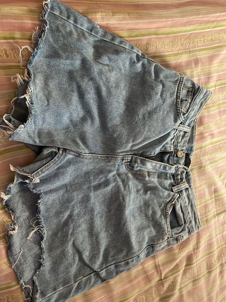 Distressed Denim Shorts