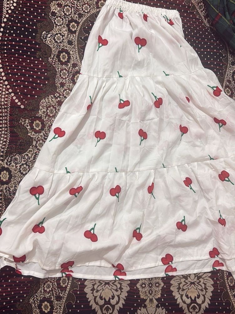 Cute Cherry Print Skirt