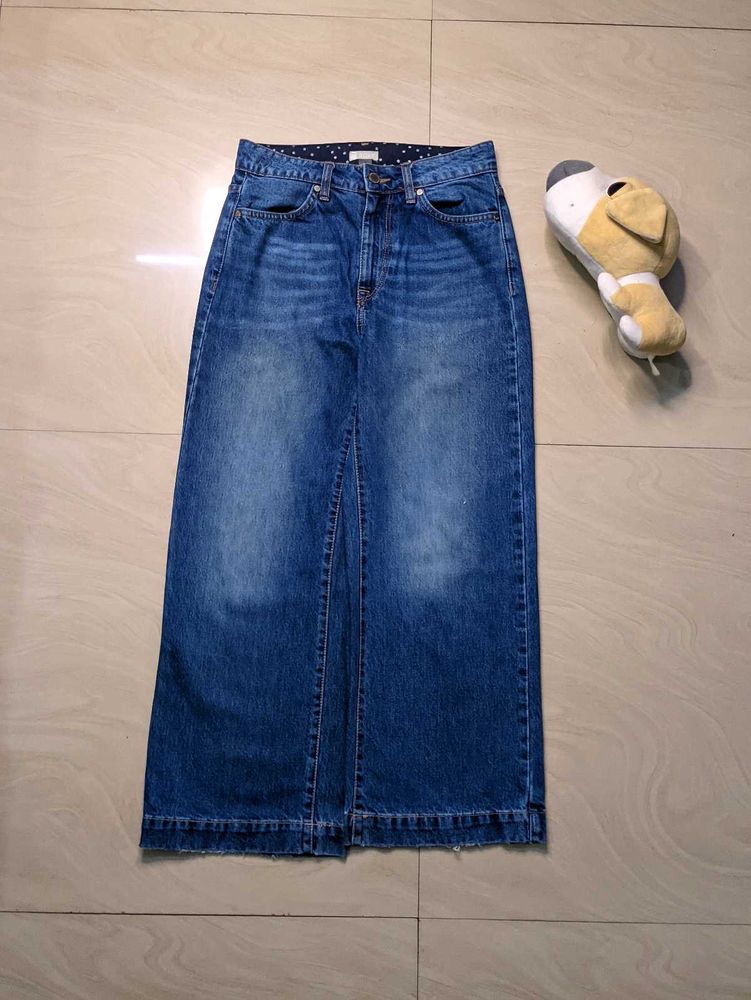 blue wash wide leg