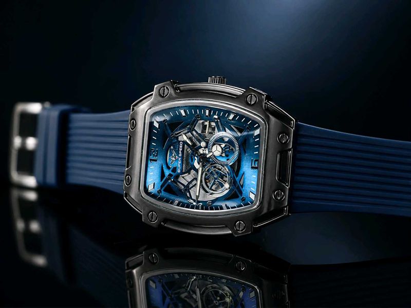 Trendy Blue skeleton Dial Watch –