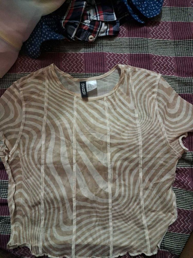 Shein Mesh Zebra Print Top