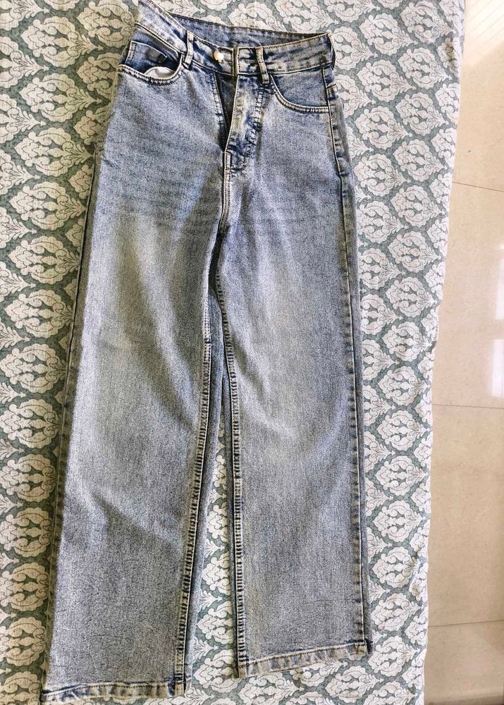 Acid Wash Wide Leg Jeans