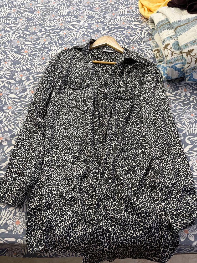 Leopard Print Button-Up Shirt