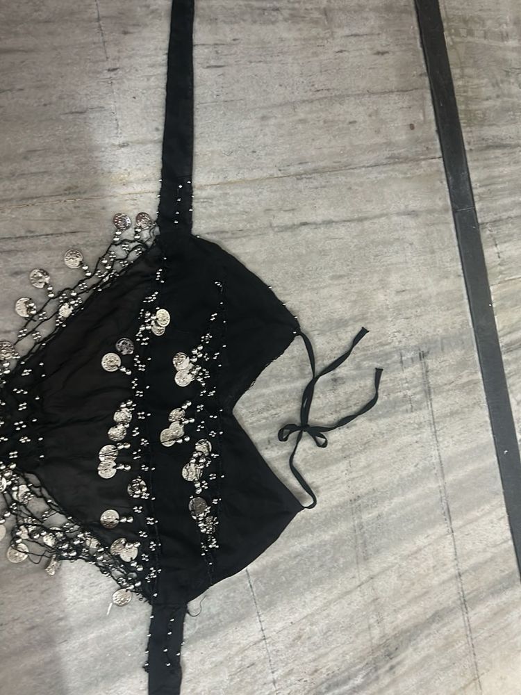 Black Embellished Blouse/Top