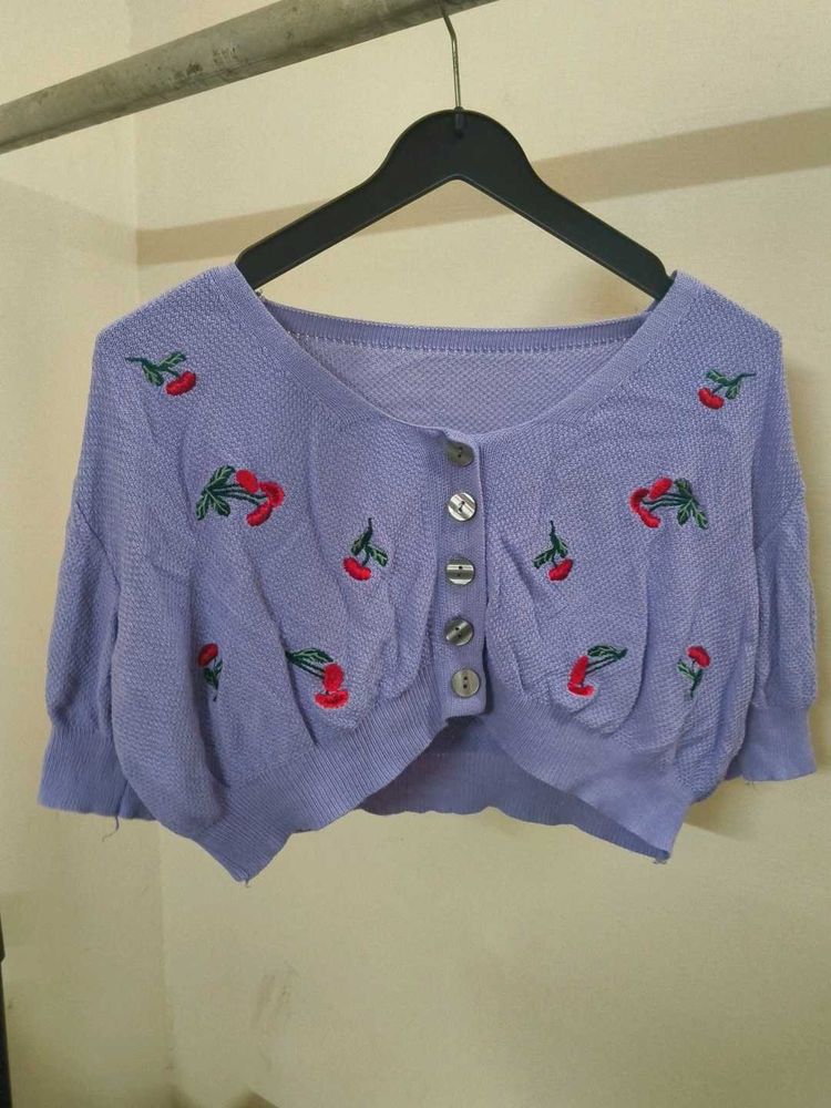 Cute Cherry Print Cardigan